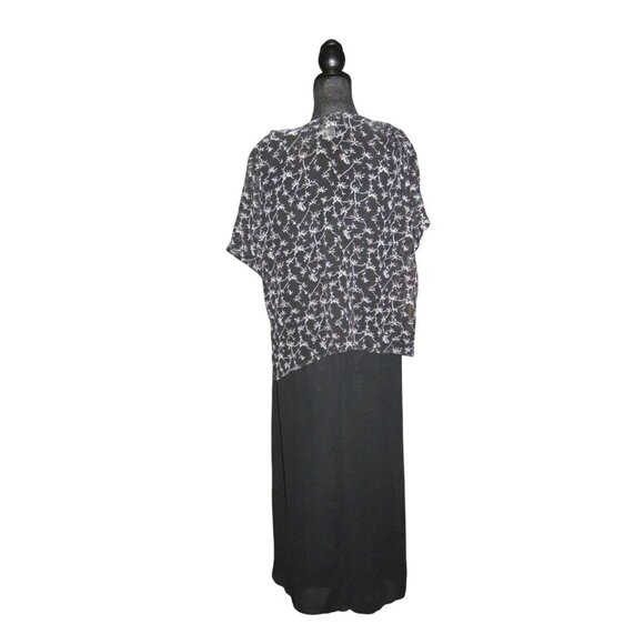 Chaudry made in India Black & White Floral Layered look midi dress size Large - Picture 2 of 6